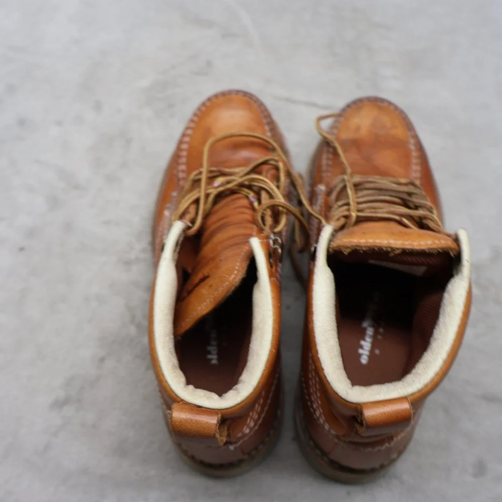 Golden Fox Mens 7 Work Boots Brown Leather Moc Steel Toe Lace-Up Rugged 6